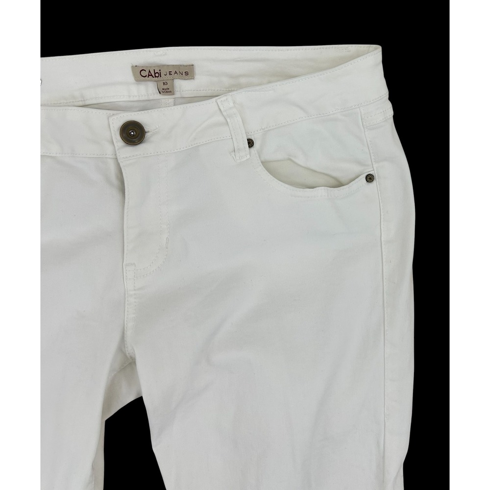 Cabi Jeans Womens White Straight Leg Denim Pants Size 10 - Picture 6 of 7